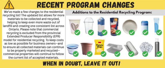 Recent items added to recycling