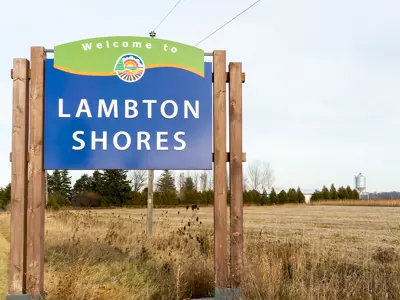 Municipality of Lambton Shores road sign
